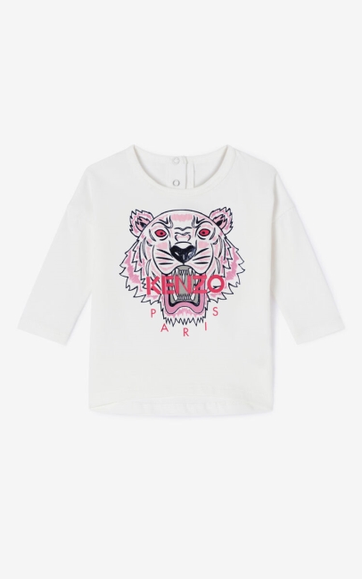 Kenzo Kids Tiger Long T-shirt Ecru